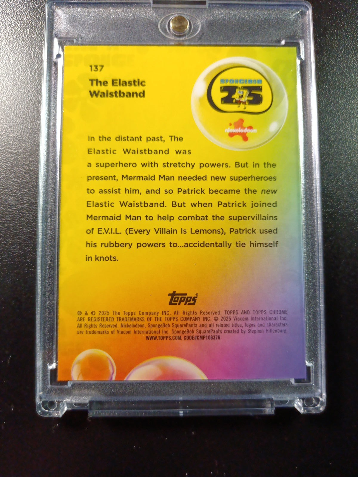 SpongeBob # /99 Blue Bubblefractor Patrick Elastic Waistband Bubble Card Chrome