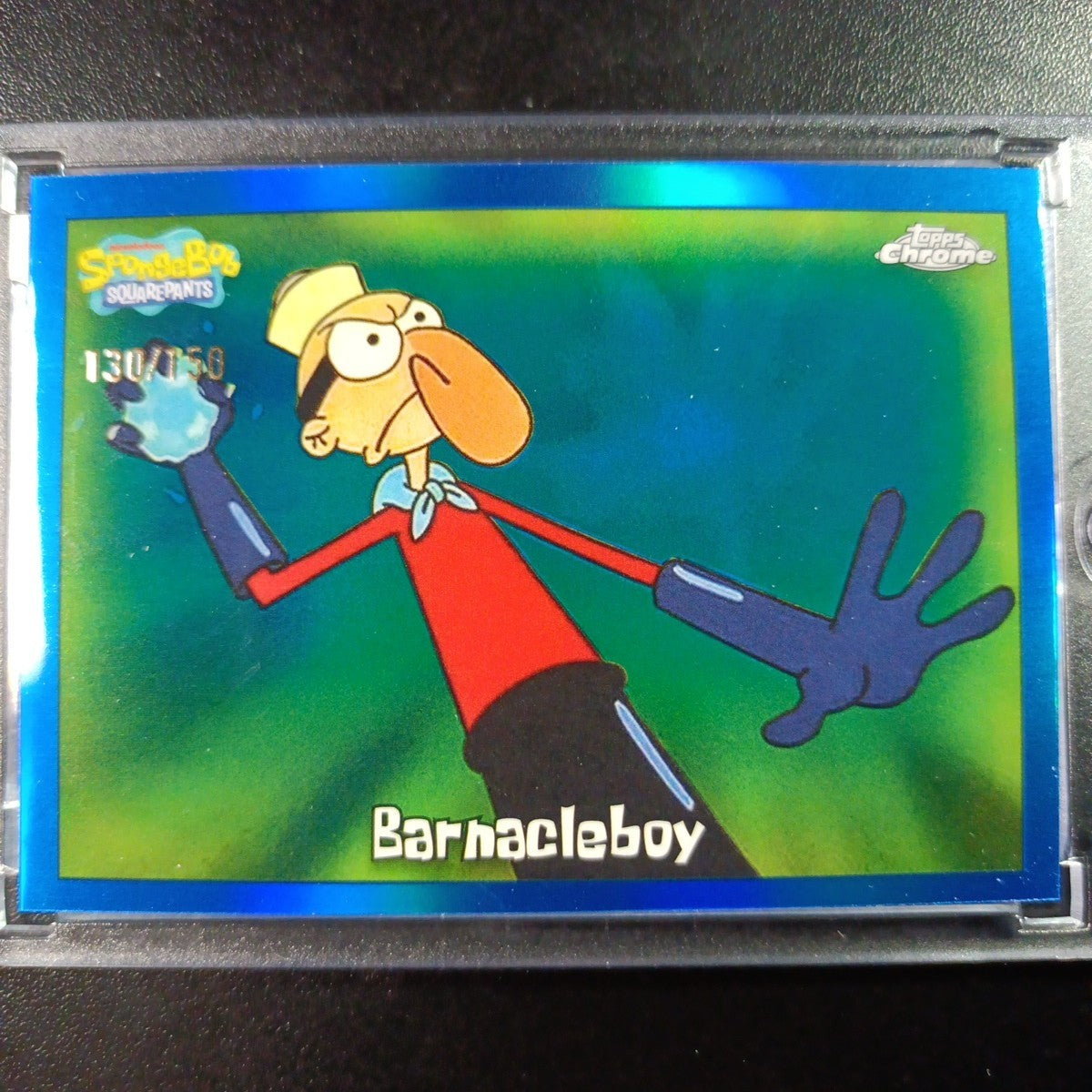 SpongeBob 130/150 Barnacleboy Mermaid Man Blue Refractor Card Topps Chrome /150