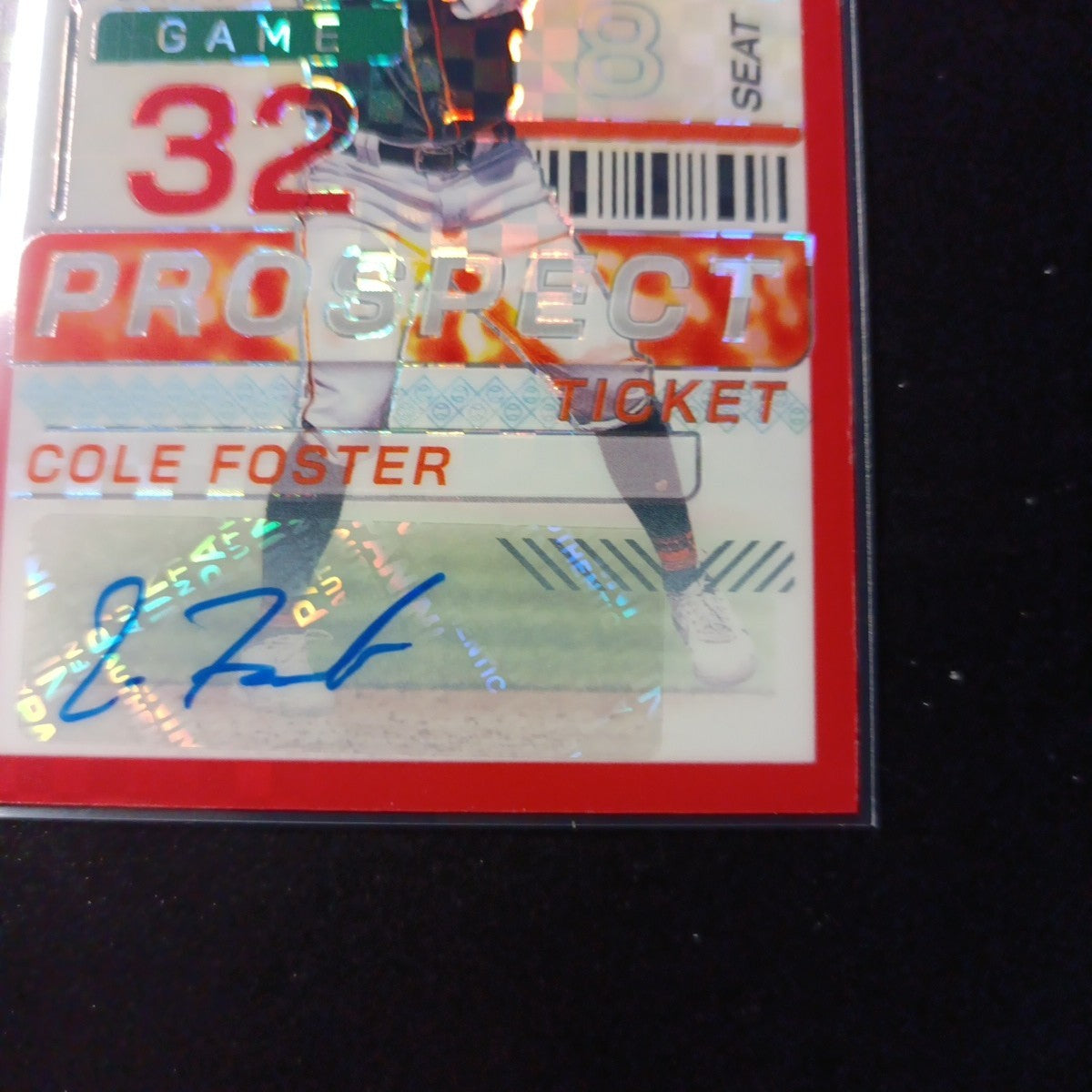 # /99 Red Checkered Prizm Auto Cole Foster Panini Prospect Rookie Baseball Card