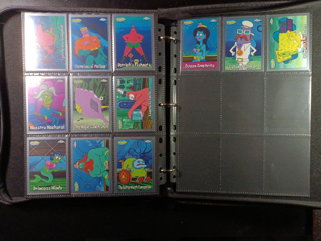 SpongeBob Cards Full Set # 1-200 Every Card In Padded Zipper Binder Topps Chrome