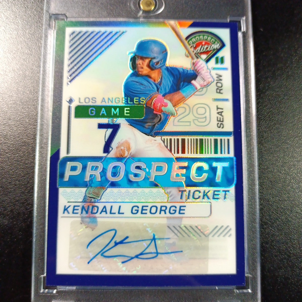 # /125 Blue Prizm Autograph Kendall George Dodgers Rookie Prospect Baseball Card