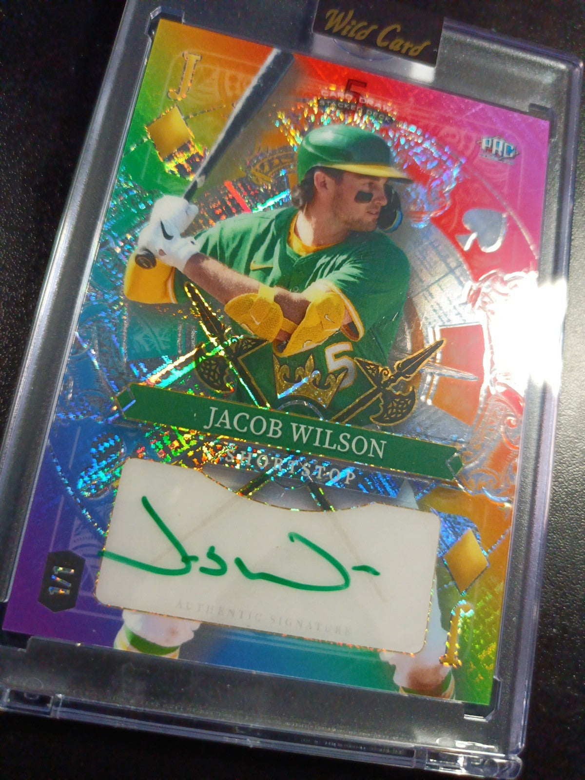 RARE # 1/1 Autograph Jacob Wilson Rainbow Prizm Rookie Baseball Wild Card /1