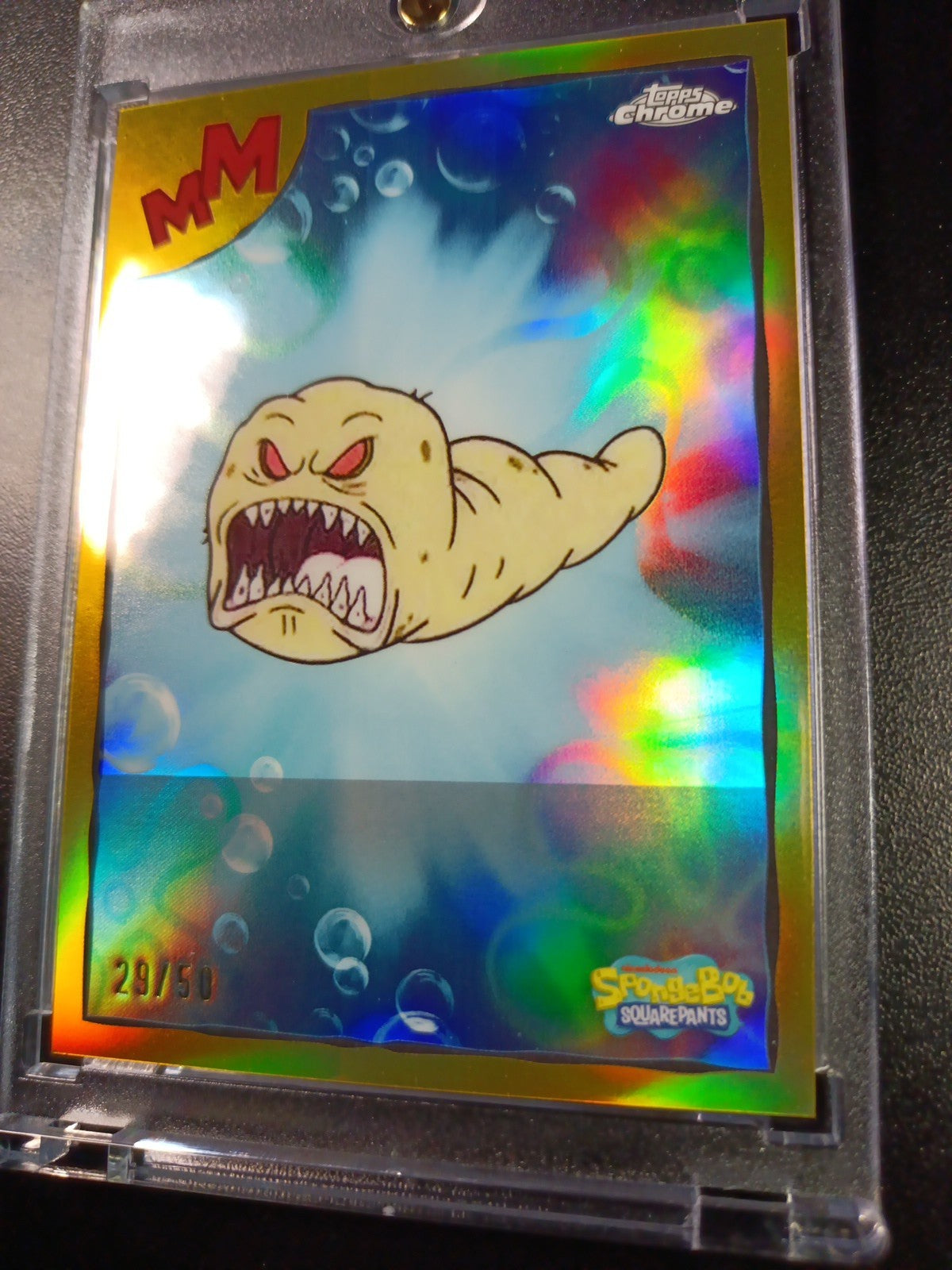 SpongeBob 29/50 Gold Refractor Sinister Slug Topps Chrome 2025 Worm Card /50