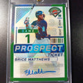 Super Rare Green Prizm Auto Brice Matthews Panini Prospect Rookie Baseball Card