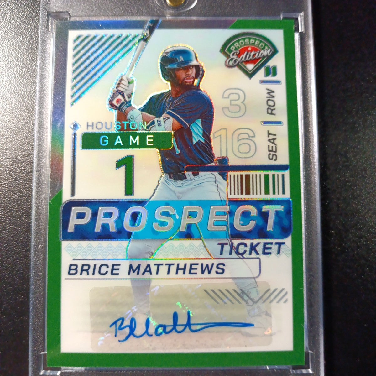Super Rare Green Prizm Auto Brice Matthews Panini Prospect Rookie Baseball Card