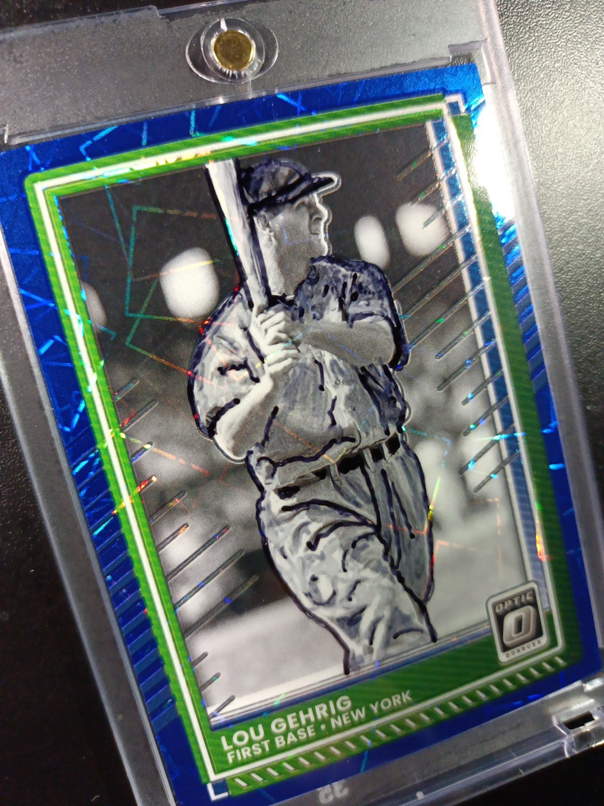 Lou Gehrig Prizm Artist Sketch Baseball Card Panini Donruss Optic