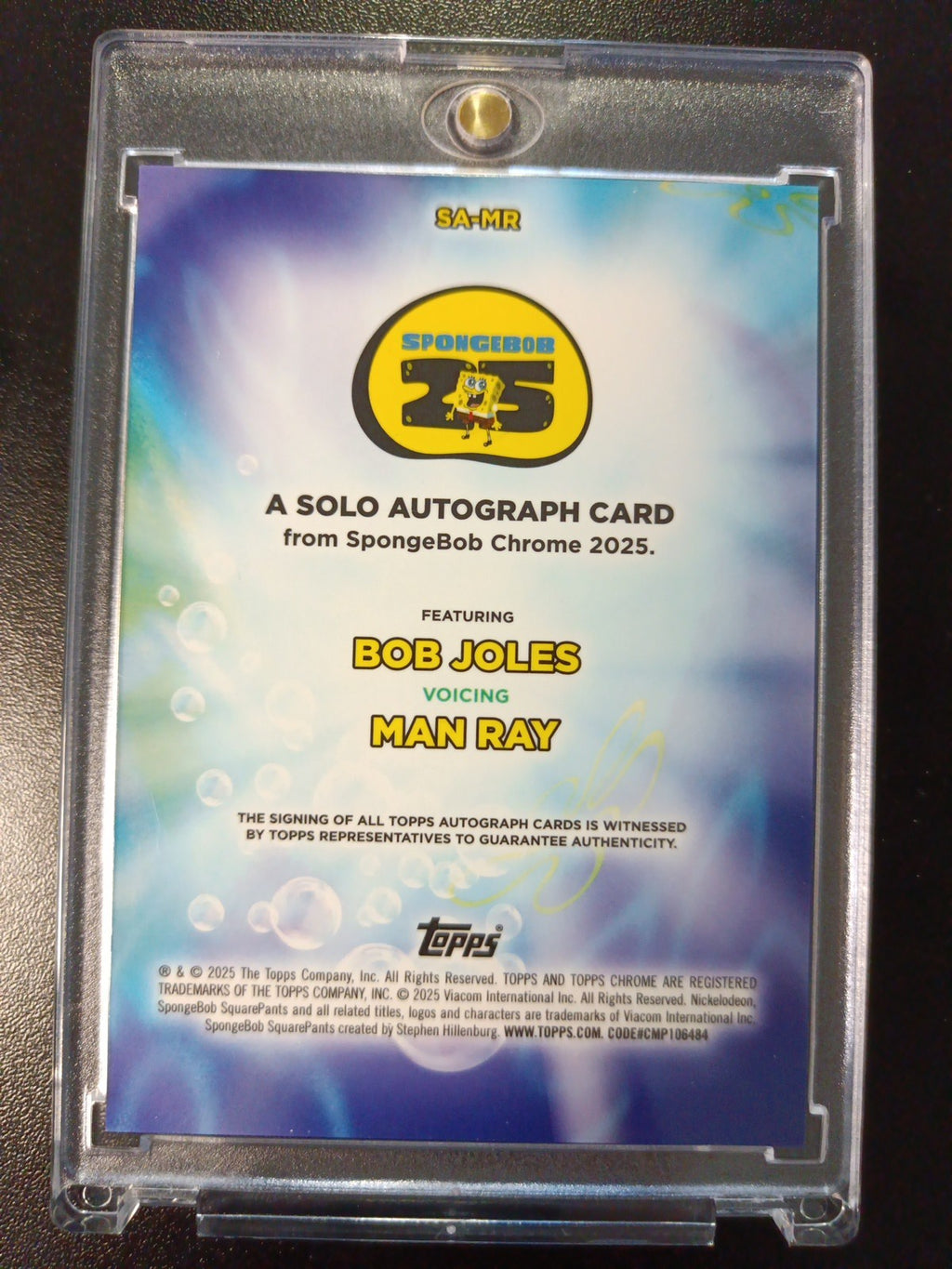 SpongeBob Autograph Man Ray Bob Joles Topps Chrome 2025 Refractor Card