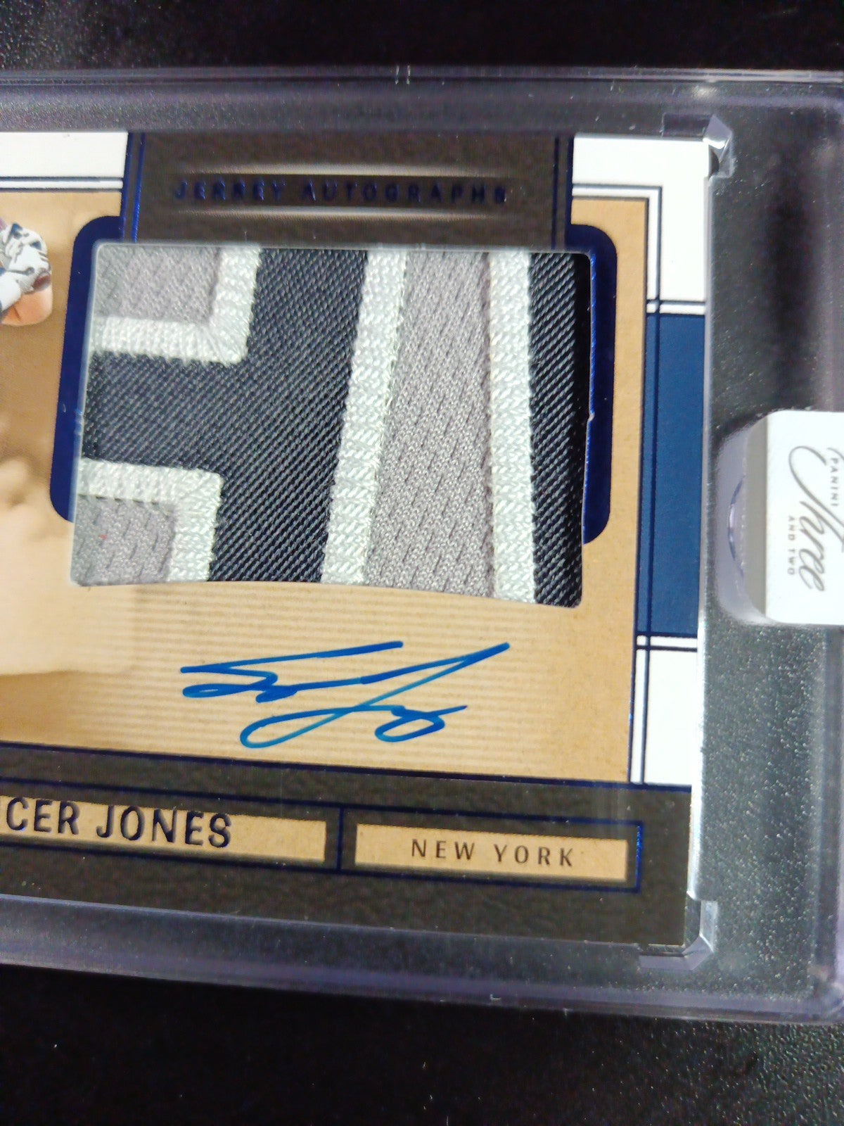 # 4/32 On Card Autograph Game Used Jersey Spencer Jones Yankees Baseball Panini 