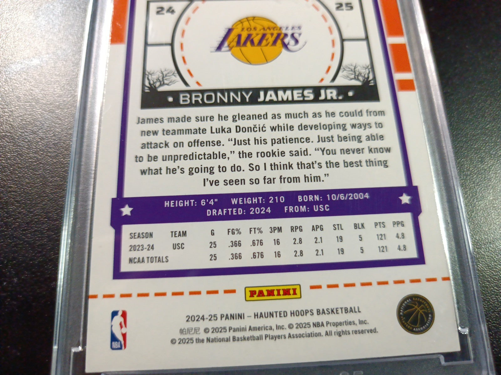 Bronny James Jr Rookie Web Holo NBA Haunted Hoops 2024-25 Basketball Card Lakers