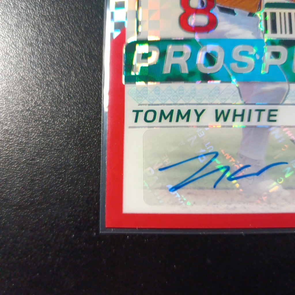 Checkered Red Prizm # /99 Auto Tommy White Panini Prospect Rookie Baseball Card