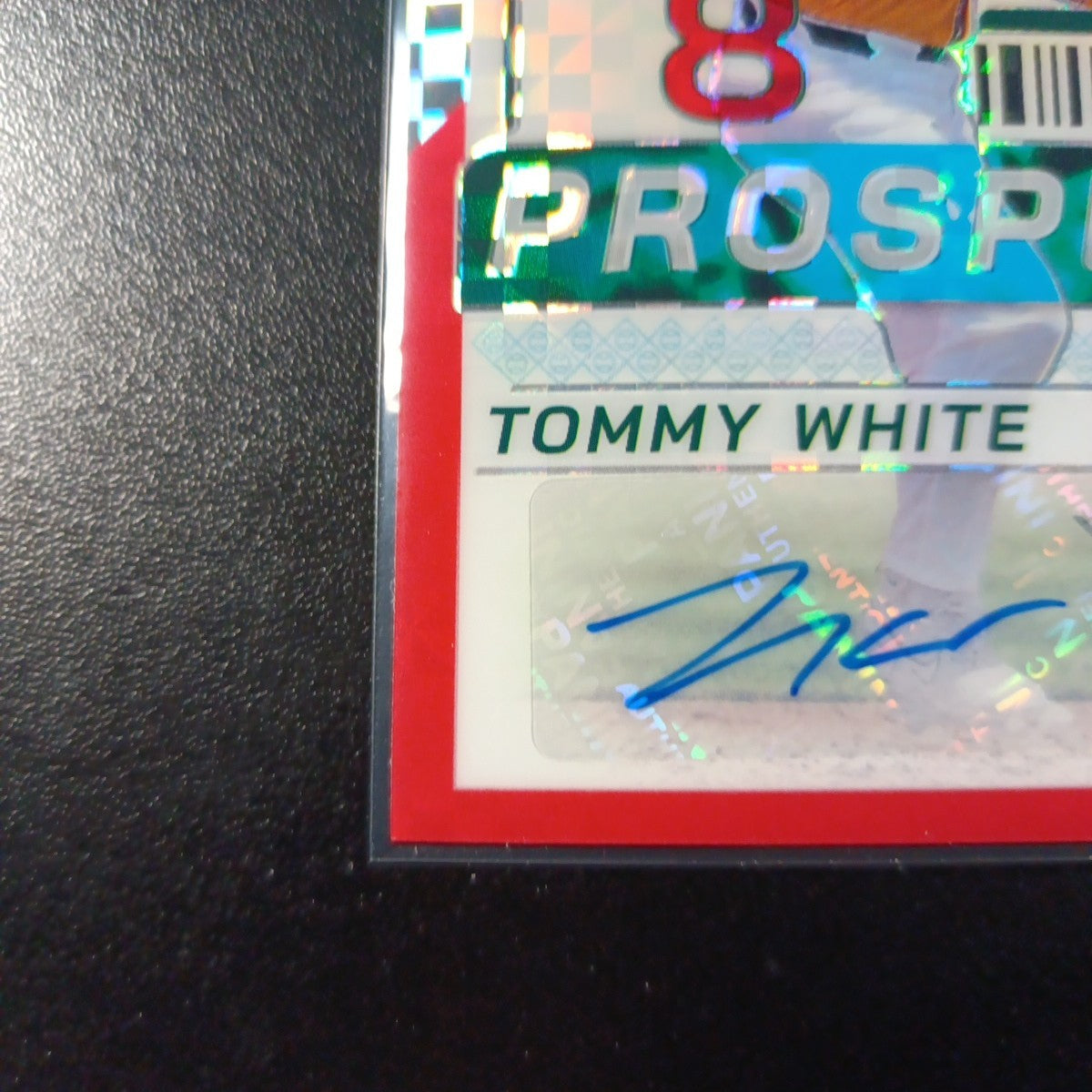 Checkered Red Prizm # /99 Auto Tommy White Panini Prospect Rookie Baseball Card
