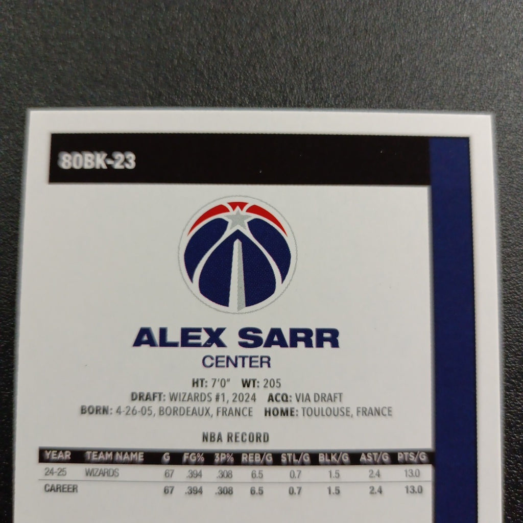 2025-26 Topps Basketball Card Alex Sarr Silver Foil 45th Anniversary