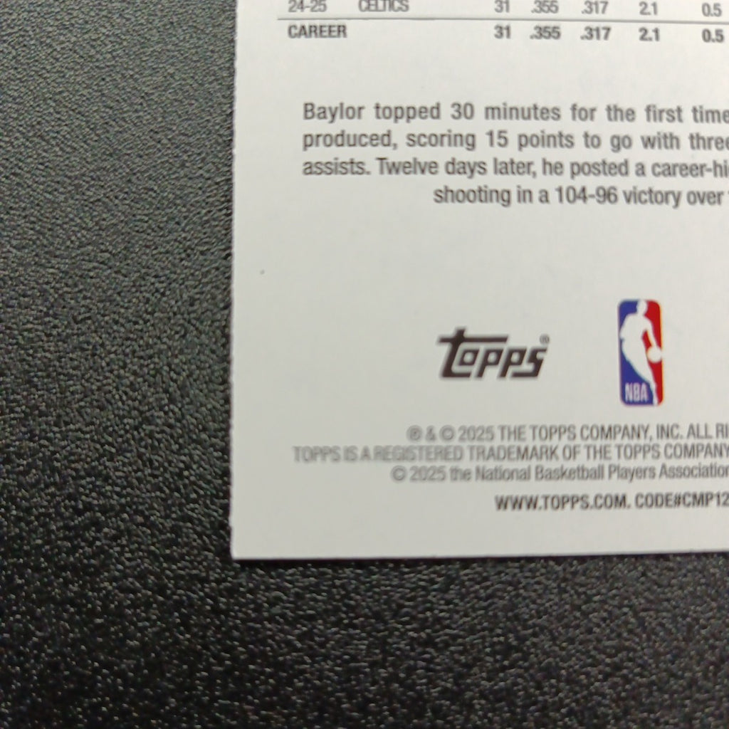 2025-26 Topps Basketball Card Baylor Sheierman Silver Foil 45th Anniversary