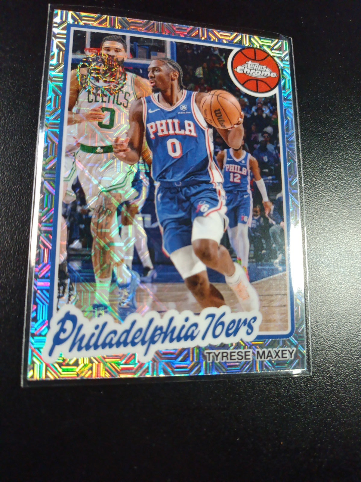 Mojo Refractor Tyrese Maxey 45th Anniversary Card 2025-26 Topps Basketball NBA