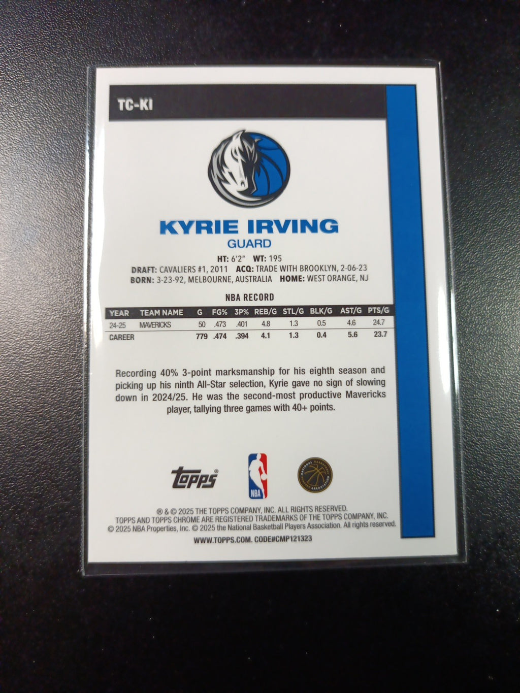 Mojo Refractor Kyrie Irving 45th Anniversary Card 25-26 Topps Basketball NBA