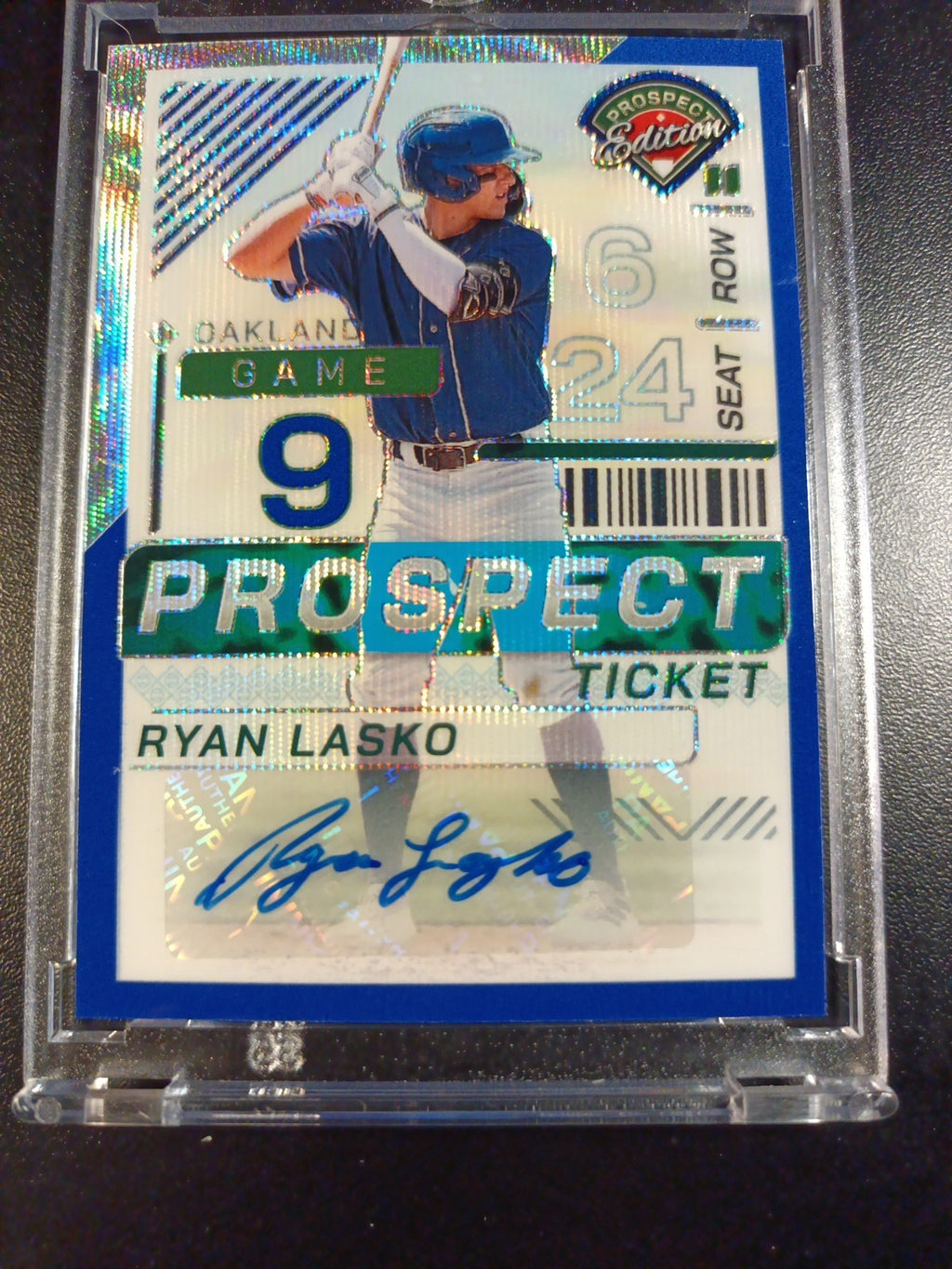 /75 Autograph Ryan Lasko Athletics Rookie Wave Prizm Baseball Card 