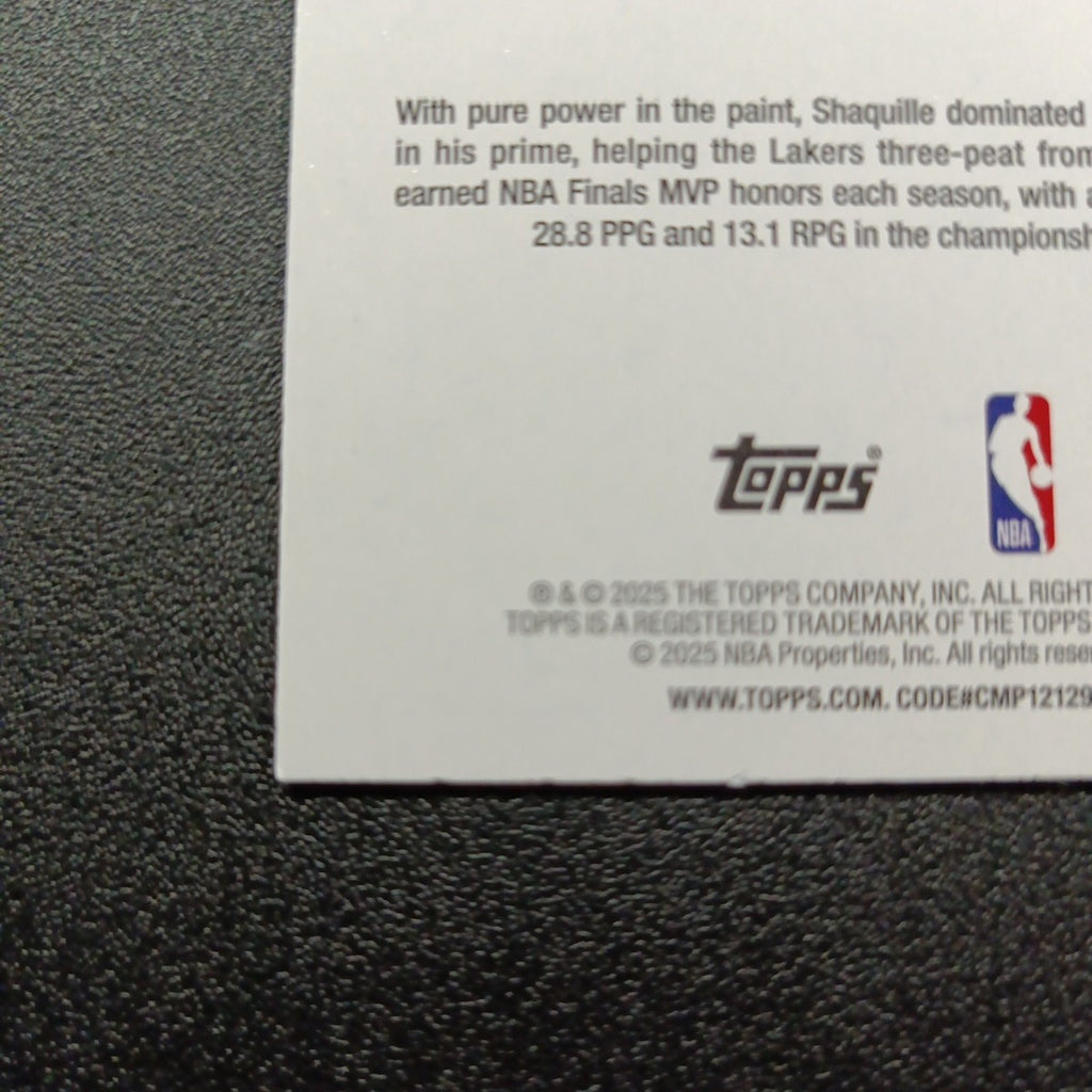 2025-26 Topps Basketball Card Shaquille O'Neal Silver Foil 45th Anniversary