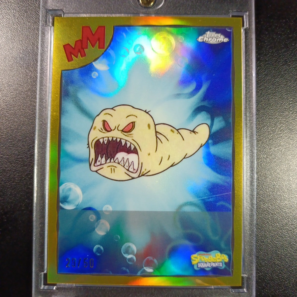 SpongeBob 29/50 Gold Refractor Sinister Slug Topps Chrome 2025 Worm Card /50