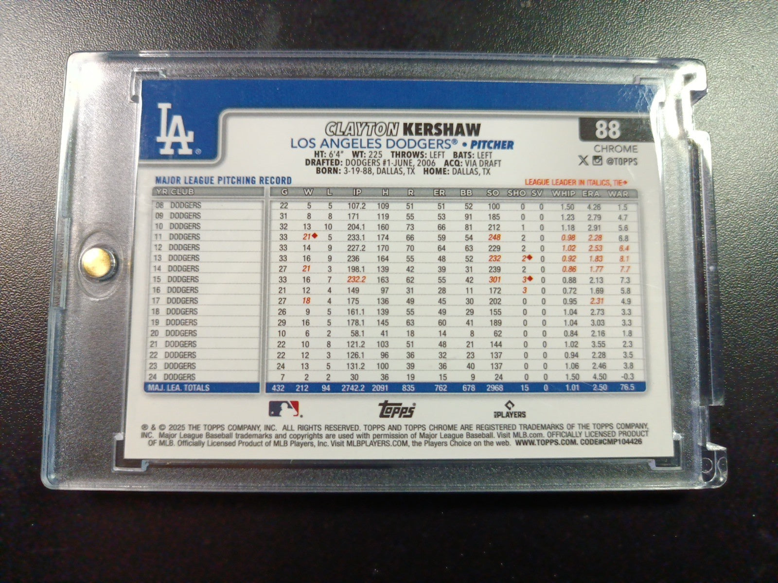 Clayton Kershaw #2/25 Orange Lava Prizm Refractor Topps Chrome Baseball Card 