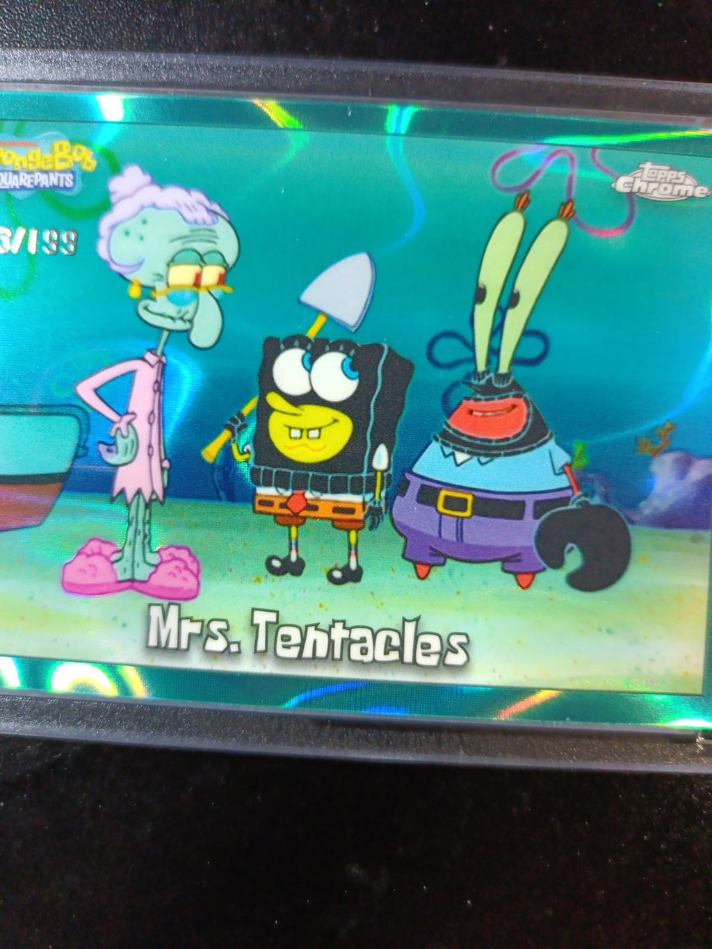 SpongeBob # /199 Mrs. Tentacles Aqua Lava Refractor Card Topps Chrome 